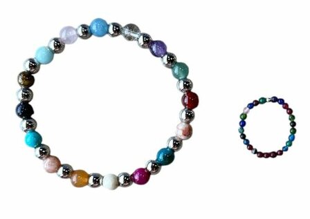 Setje met ring 3 mm (18 cm) en armband 6 mm (maat naar keuze)