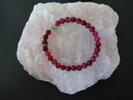 Dames armband de flower of life met Tijgeroog fuchsia