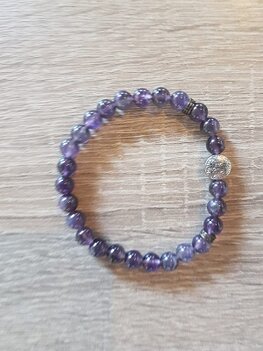 Dames armband Amethist met flower of life kraal