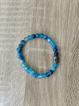 Dames armband Band Agaat met RVS Boeddha kraal