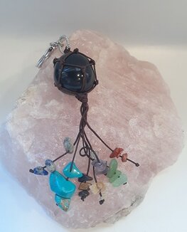 Chakra sleutelhanger zwarte Obisidaan