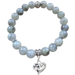 Labradoriet natuursteen armband met bedel hart