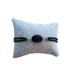 Onyx, dubbele dames armband met RVS sluiting