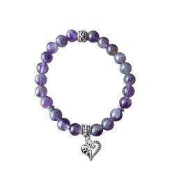 Dames armband Amethist met hart bedel