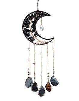 De maan en Tree of Life met natuursteen Obsidiaan en Agaat