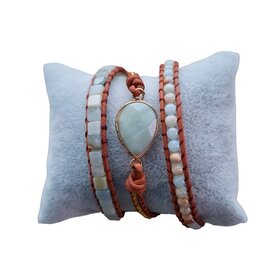 Amazoniet wikkel armband van natuursteen