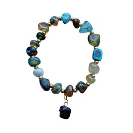 Damesarmband met blauwe Agaat natuursteen