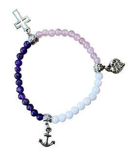 Kinder armband met natuursteen en 3 bedels