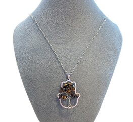 Ketting Hamsa hand met Tijgeroog
