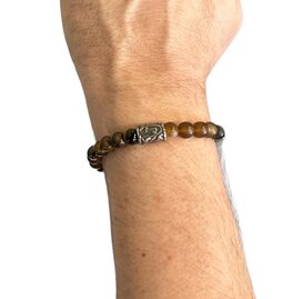 Bandagaat en Tijgeroog natuurstenen heren armband