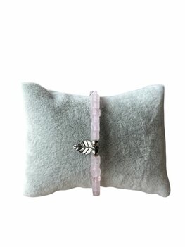 Dames armband Rozenkwarts met veer