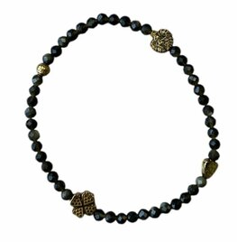 Zwarte Obsidiaan met goudkleurige tussenkralen