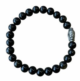 Zwarte Obsidiaan heren armband