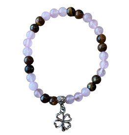 Rozenkwarts met Tijgeroog natuurstenen armband