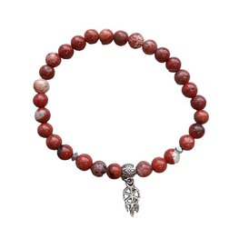 Rode Jaspis natuurstenen dames armband met dromenvanger