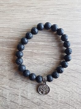 Dames armband Lavasteen met tree of life bedel