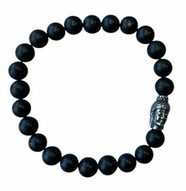 Heren armband van matte Onyx met Boeddha kraal