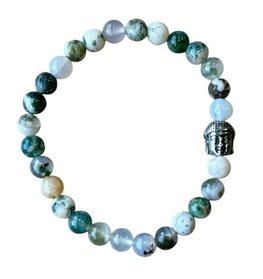 Boomagaat natuurstenen armband met Boeddha kraal