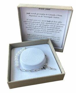 Schakelarmband met natuursteen witte Jade