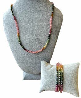 Ketting/wrap armband van Toermalijn natuursteen kralen