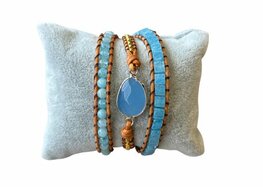 Wikkelarmband met natuursteen Aquamarijn