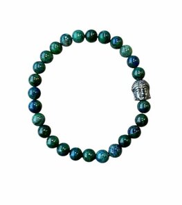Azuriet Malachiet dames armband met Boeddha kraal