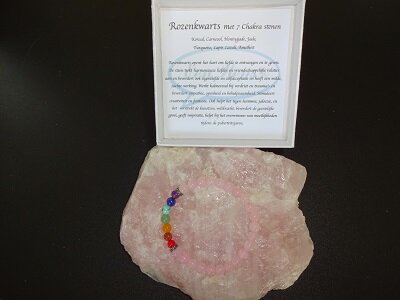 Dames armband Rozenkwarts met 7 Chakra stenen