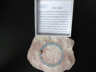 Dames armband Blauwe Agaat met boeddhakraal