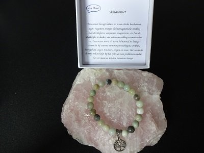 Dames armband Amazoniet met tree of life bedel