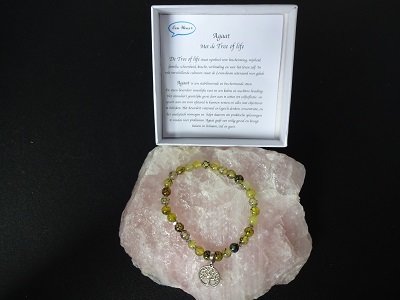 Damesarmband Dragon Veins Agaat groen met Tree of Lifebedel