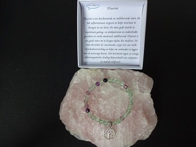 Damesarmband Fluoriet met Tree of Lifebedel