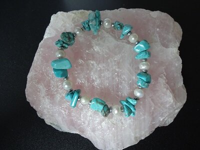 Dames armband Turquoise + Parel
