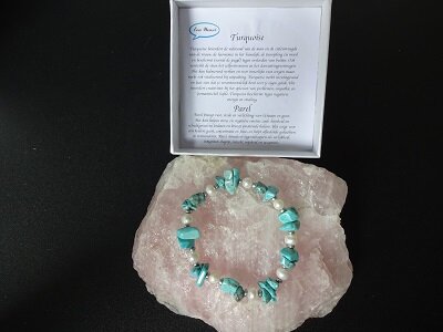 Dames armband Turquoise + Parel