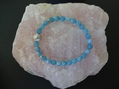 Dames armband de flower of life met Aquamarijn