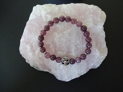 Dames armband Lepidoliet met de Tree of Life RVS