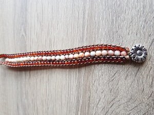 Dames armband met natuurstenen Red Veined White Onyx &amp; Carneool