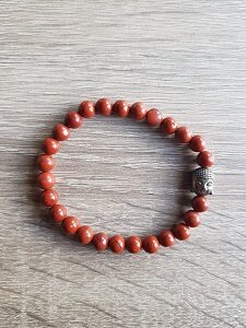 Dames armband Rode Jaspis met Boeddha kraal