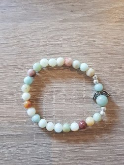 Dames armband Amazoniet met engelkraal