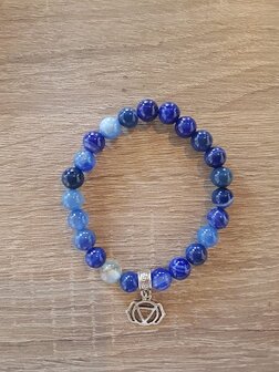 Dames armband Chakra Blauwe Band Agaat 