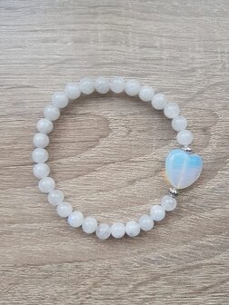 Dames armband hart Maansteen &amp; Opaliet