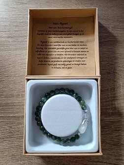 Dames armband Mos Agaat met engelkraal
