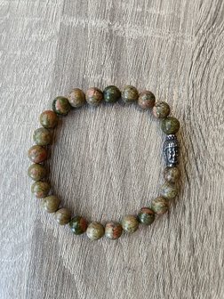 Heren armband Unakiet met RVS Boeddhakraal