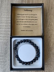 Heren armband Valkenoog met RVS Boeddhakraal 