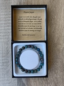 Herenarmband Picasso Jaspis Blauw met Boeddha kraal