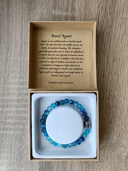 Dames armband Band Agaat met RVS Boeddha kraal