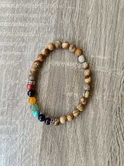 Dames armband Gele Jaspis met 7 Chakra stenen