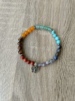 Energie Activerende Chakra&#039;s met Chakra Armband en Vlinder bedel