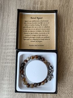 Heren armband Band Agaat met RVS accessoires 