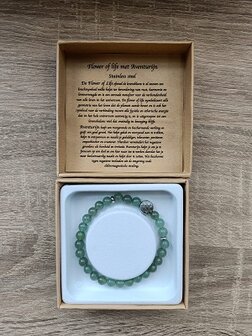 Dames armband Aventurijn met de flower of life RVS kraal