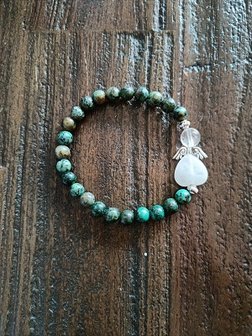 Dames armband Afrikaans Turquoise met Engelkraal